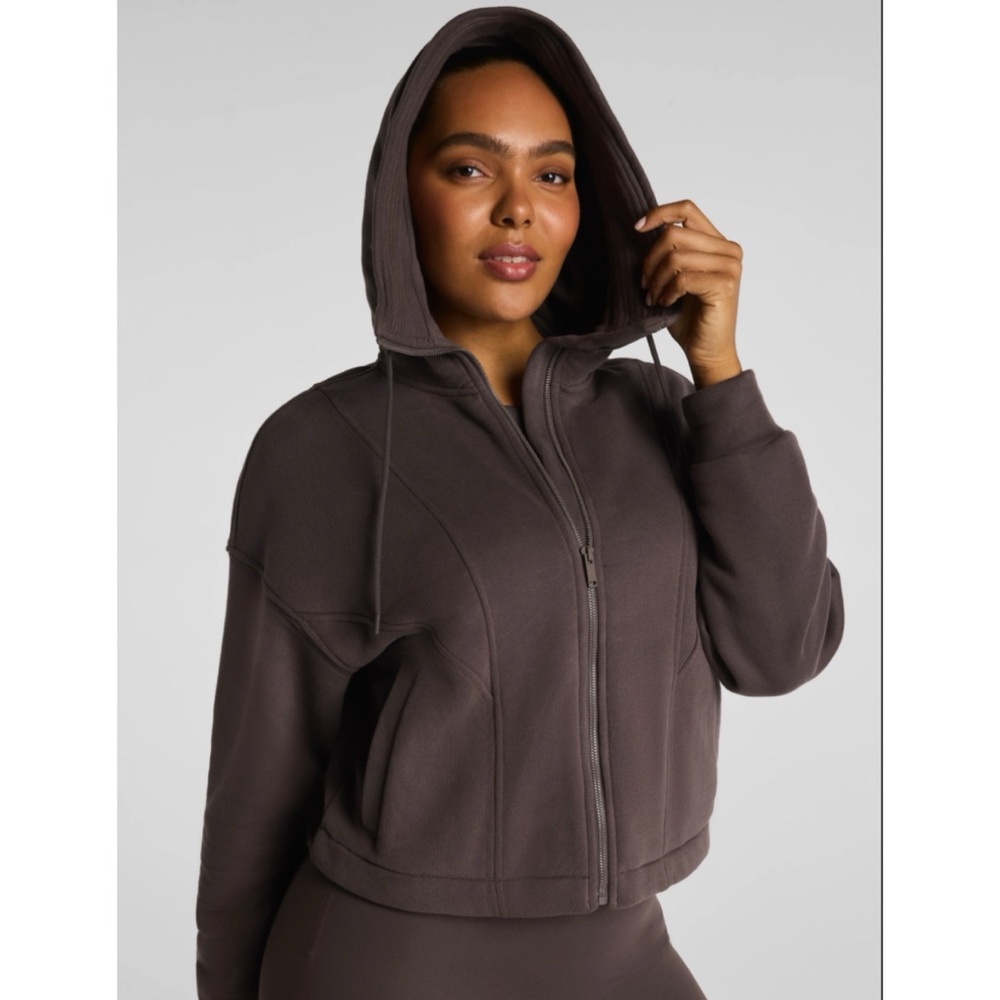 SPANX BoostUp Cotton Fleece Full
Zip Hoodie in Dark Cacao Size 2X Tall ~ NWOT - Picture 2 of 11